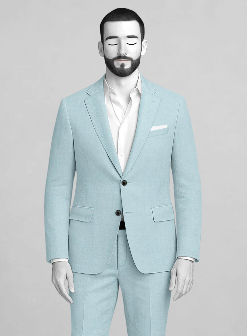 Napolean Stretch Coral Blue Wool Jacket - Image 2