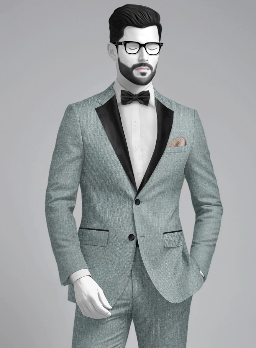 Napolean Stretch Gray Blue Wool Tuxedo Jacket - Image 2