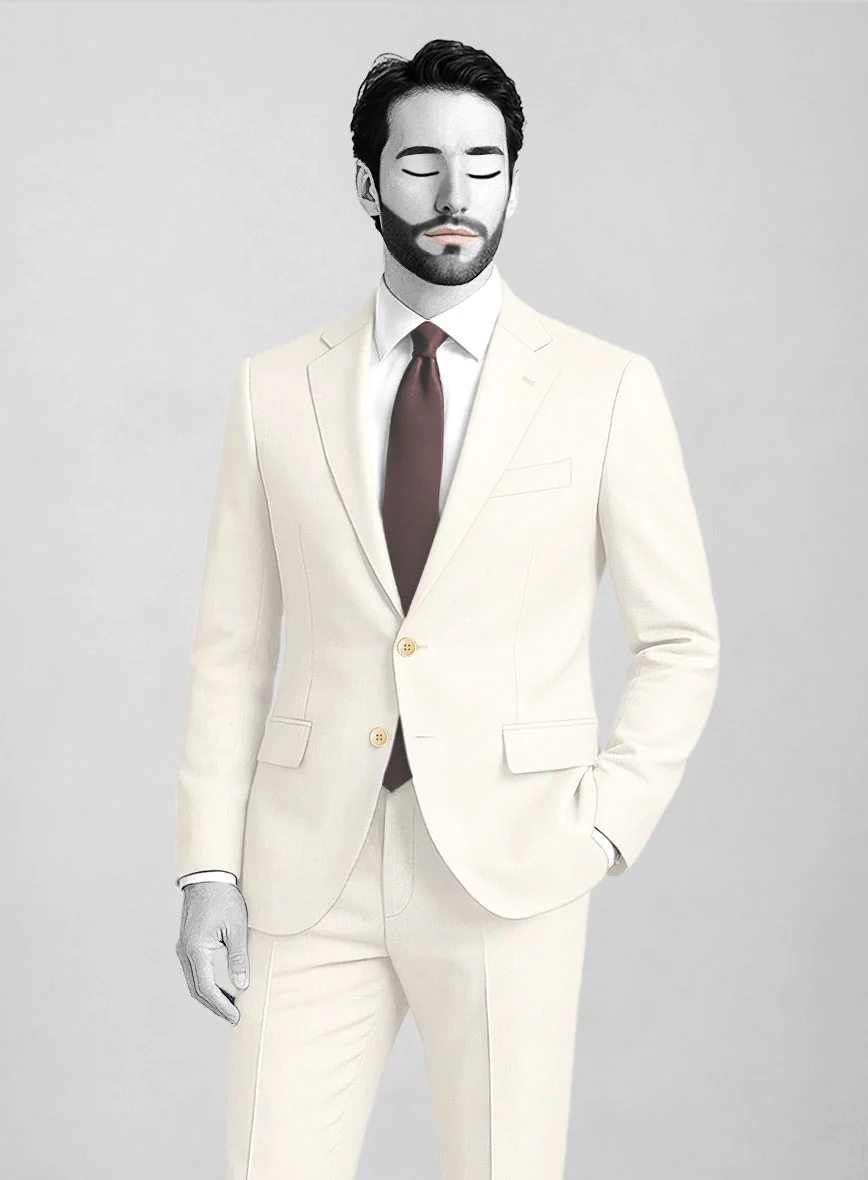 Napolean Stretch Ivory Wool Suit - Image 4