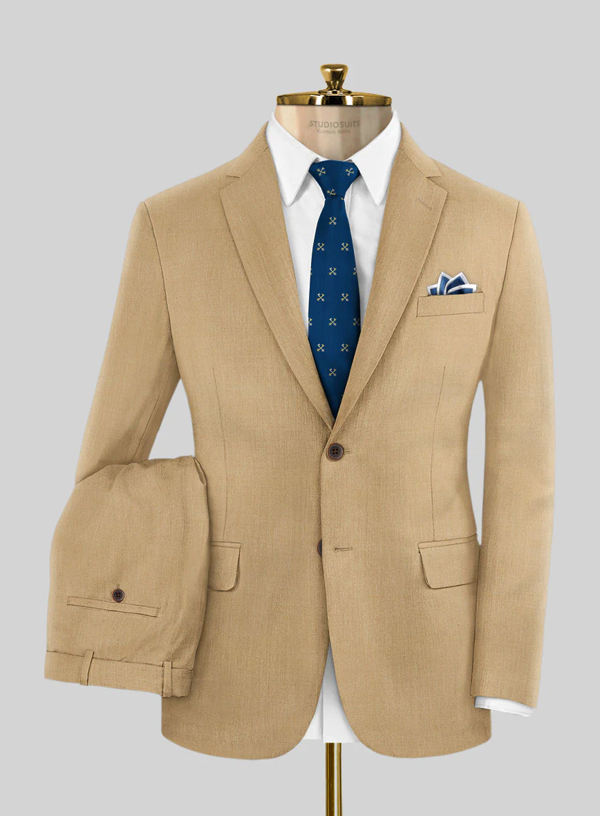 Napolean Stretch Khaki Wool Suit - Image 2