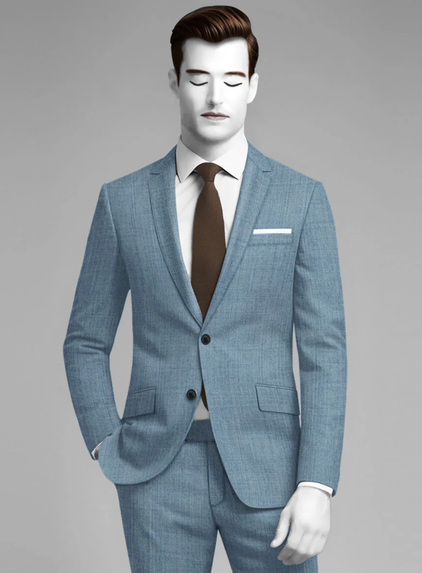 Napolean Stretch Light Blue Wool Jacket - Image 2