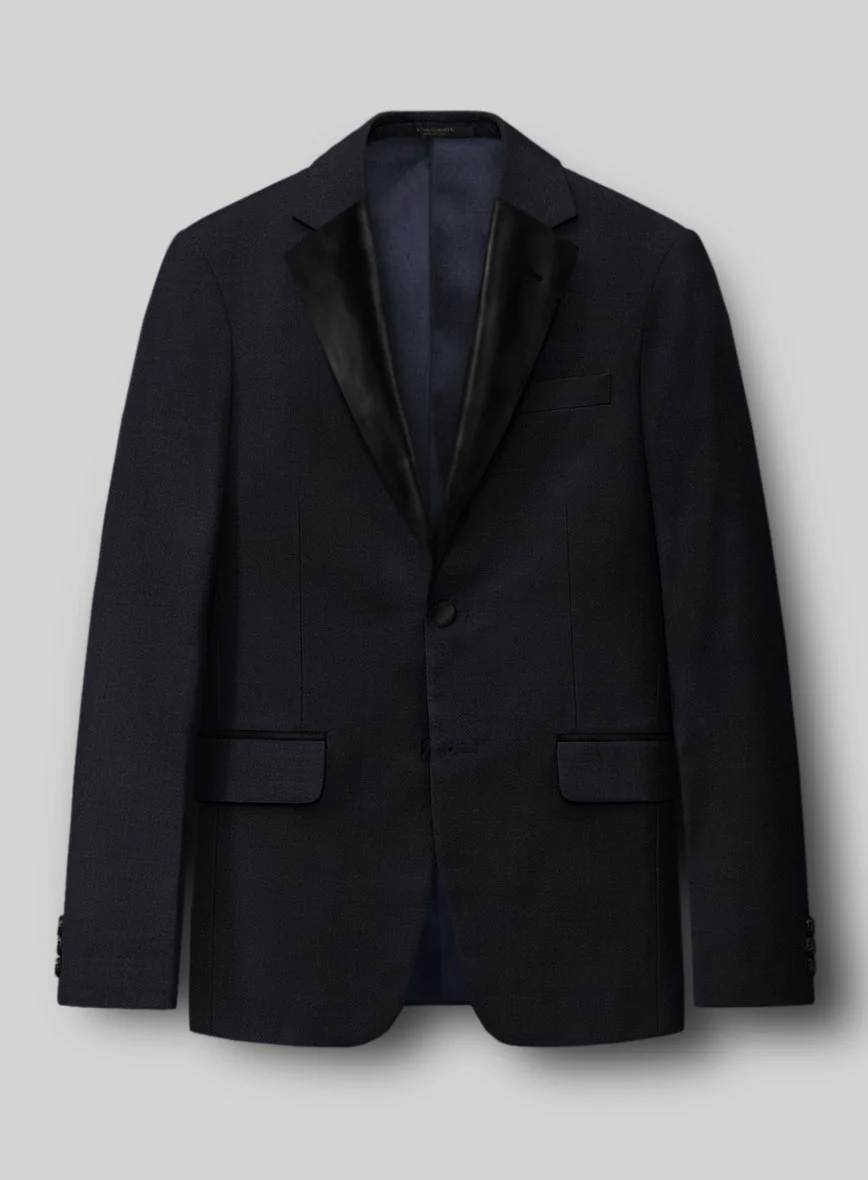 Napolean Stretch Navy Blue Wool Tuxedo Jacket