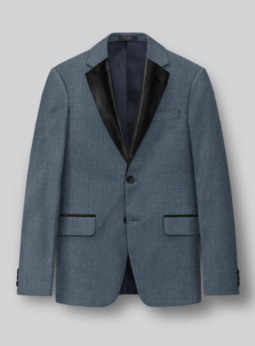 Napolean Stretch Pacific Blue Wool Tuxedo Jacket