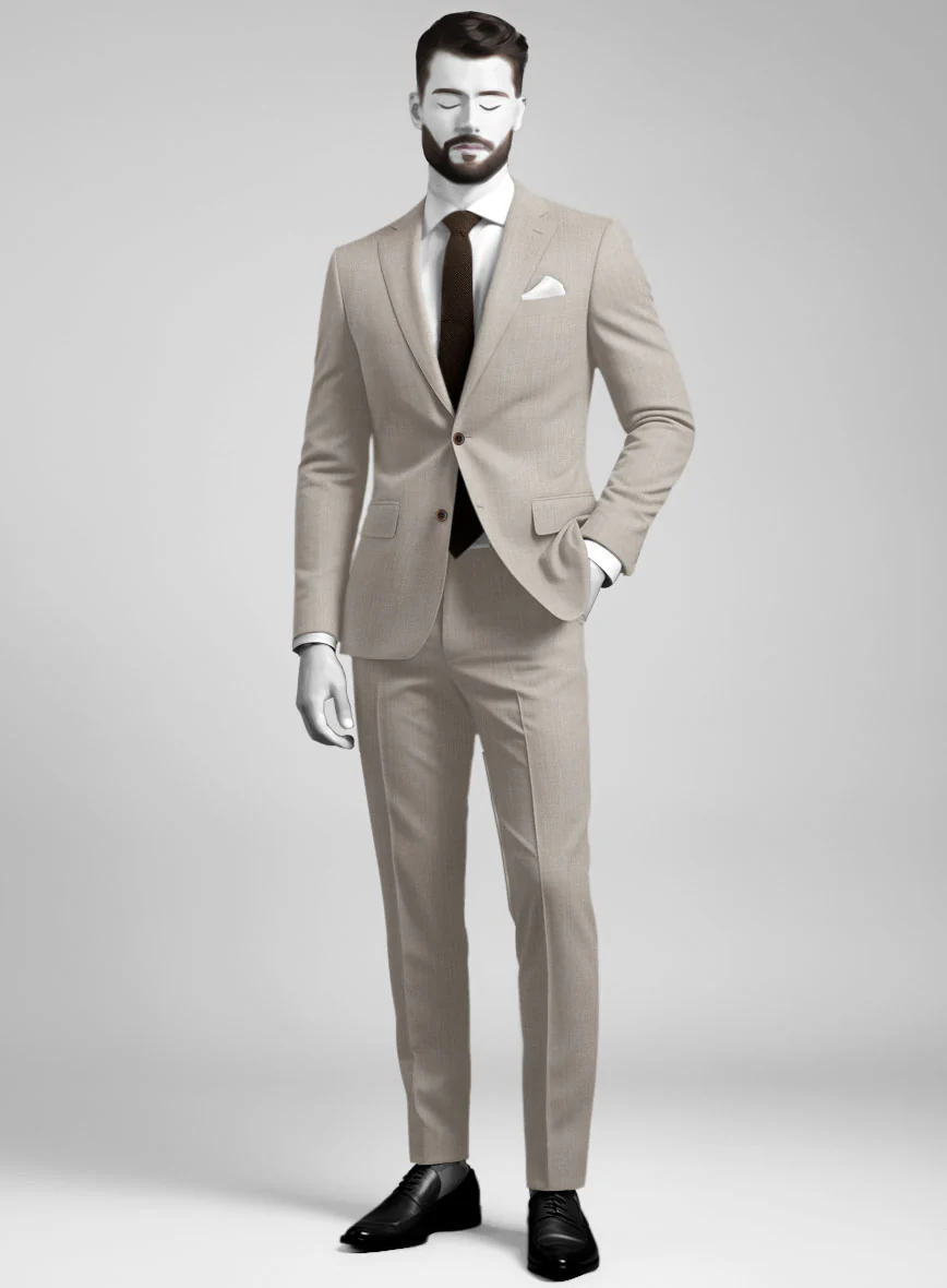 Napolean Stretch Pale Brown Wool Suit