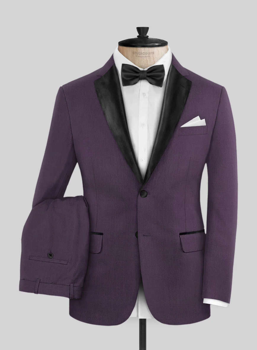 Napolean Stretch Purple Wool Tuxedo Suit