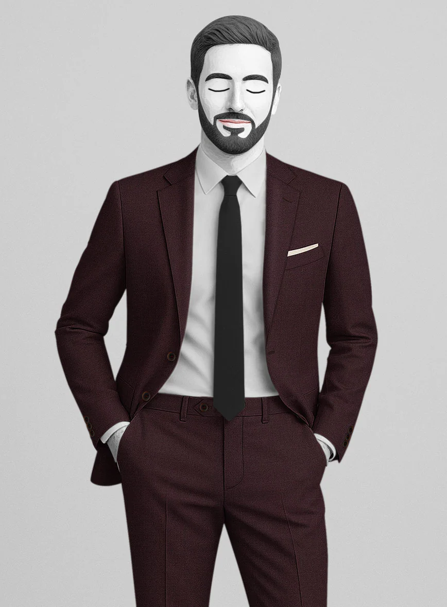 Napolean Stretch Wine Wool Suit - Image 4