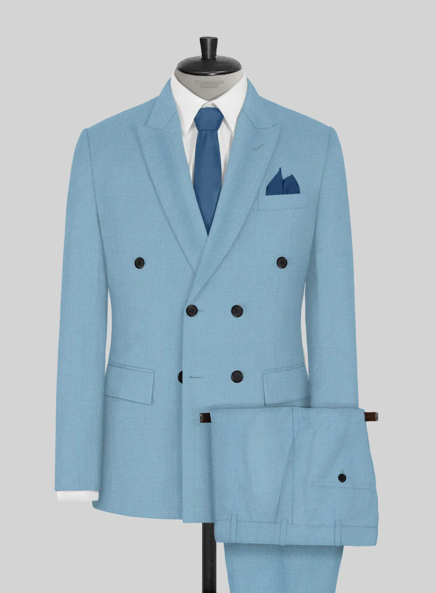 Napolean Taj Blue Wool Double Breasted Suit