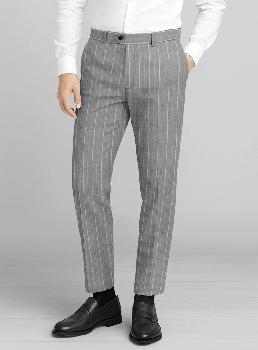 Napolean Vessaro Stripe Gray Wool Pants