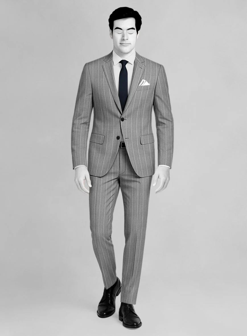 Napolean Vessaro Stripe Gray Wool Suit