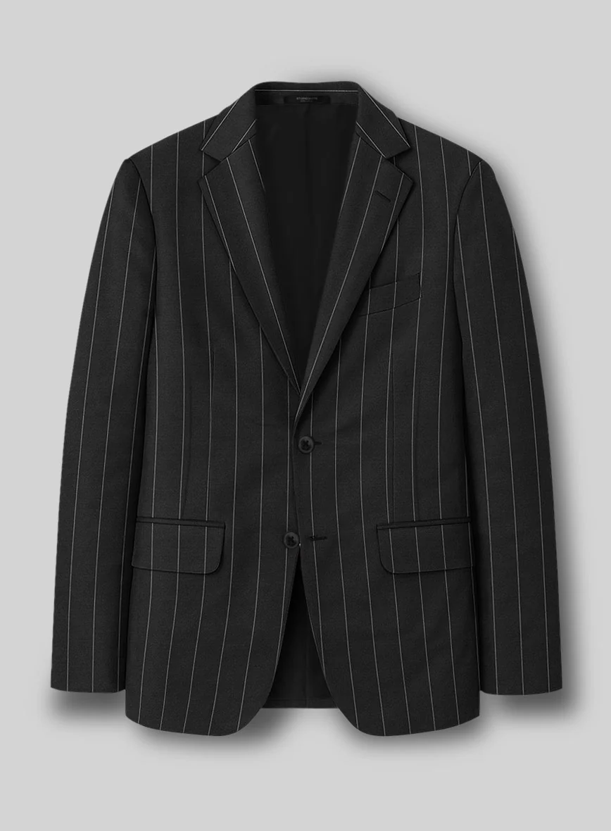 Napolean Wide Stripe Black Wool Jacket