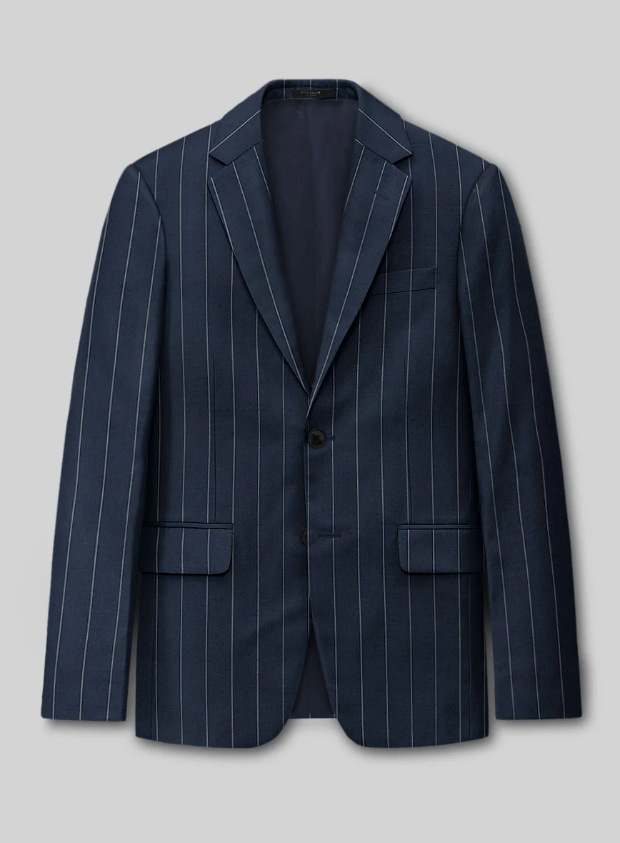 Napolean Wide Stripe Blue Wool Jacket