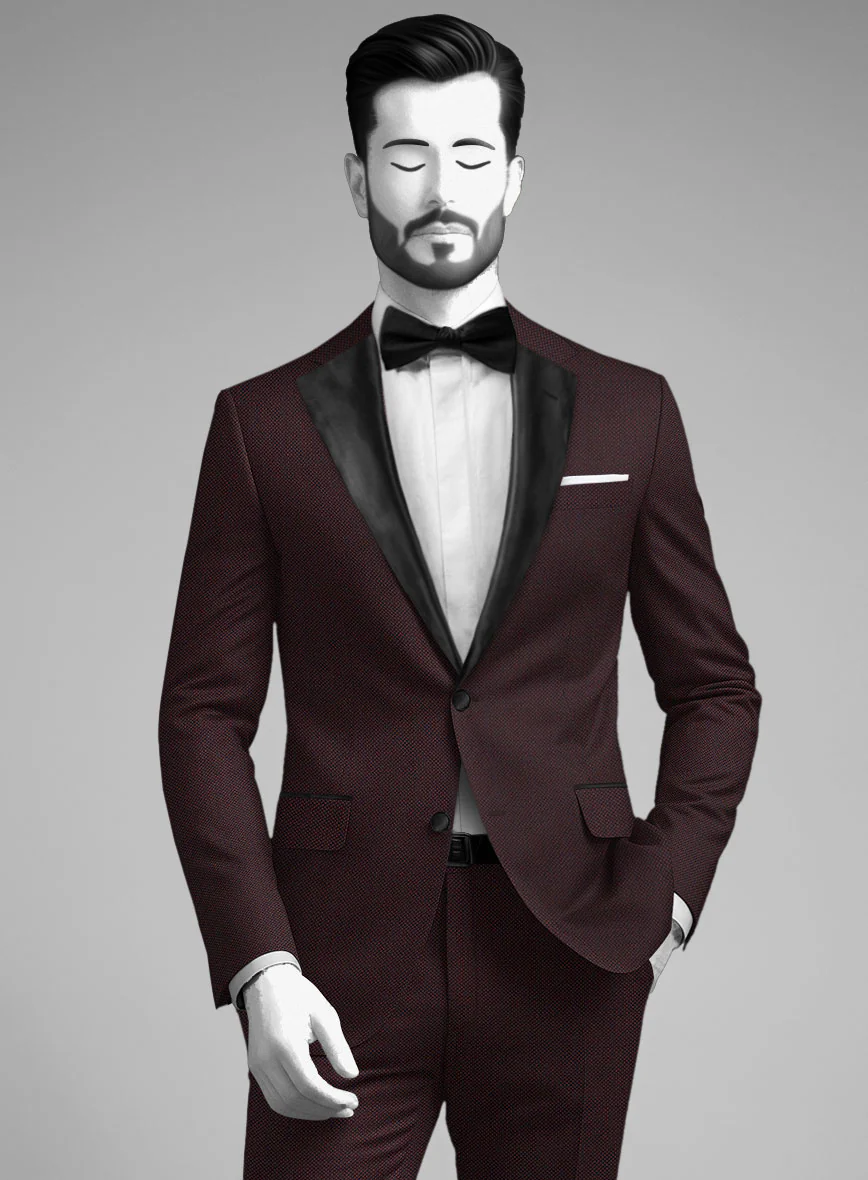 Napolean Wine Birdseye Wool Tuxedo Jacket - Image 2
