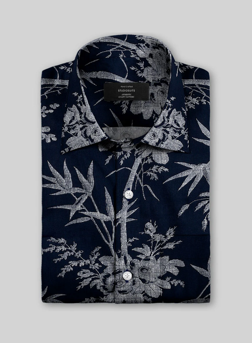 Navy Botanica Cotton Shirt