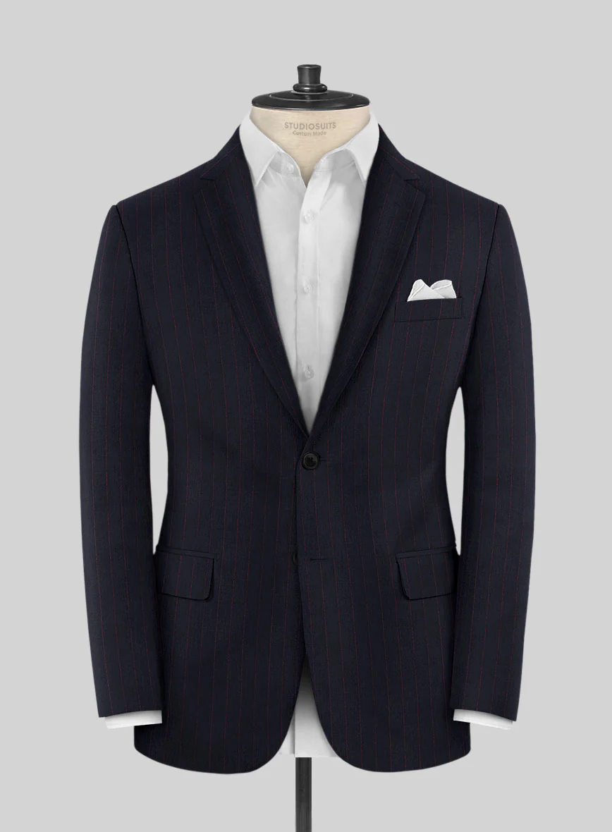 Navy Old World Stripe Wool Jacket