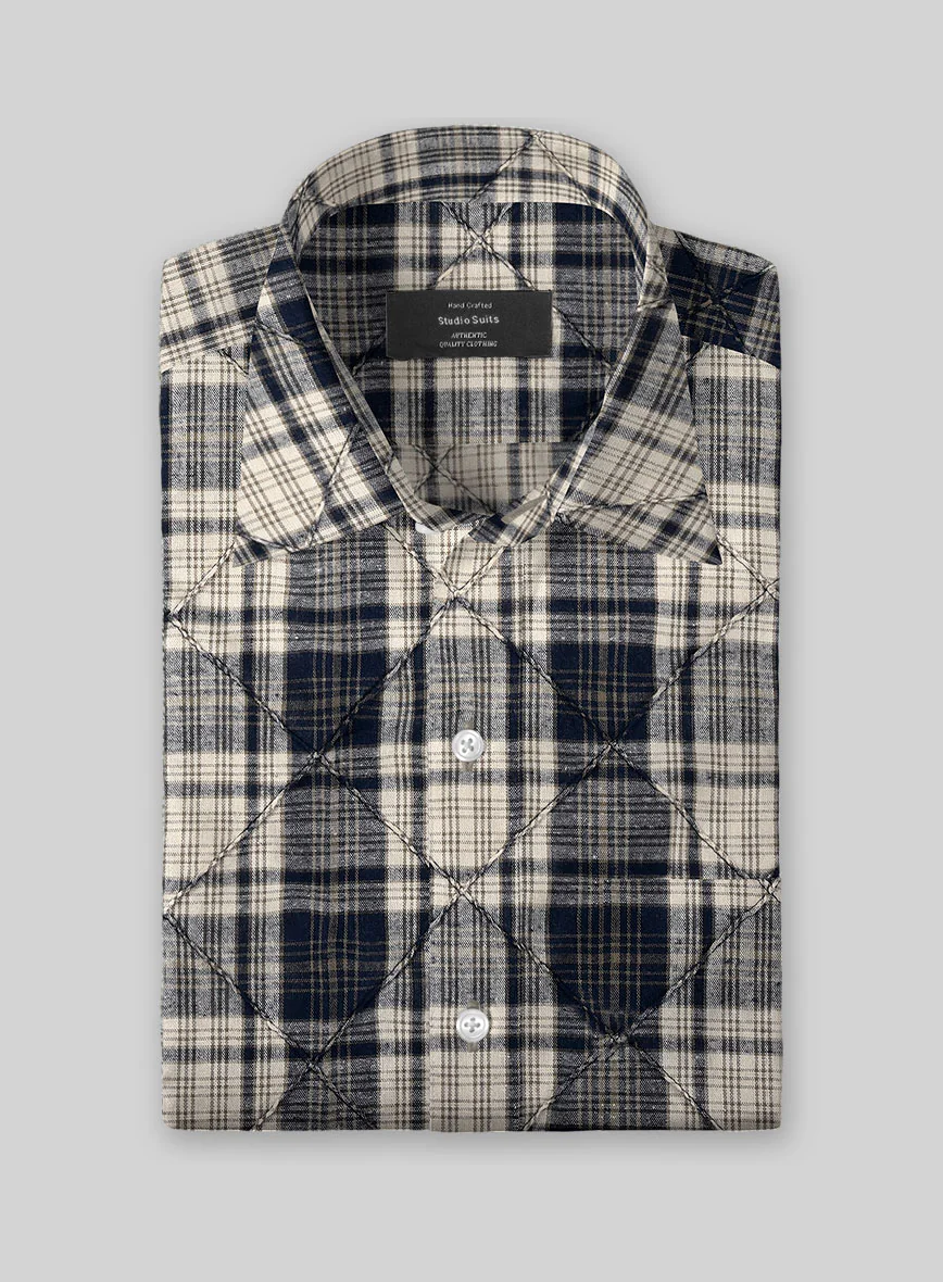 Navy Tartan Stitch Cotton Shirt