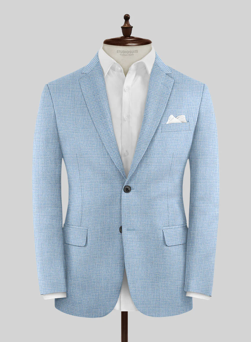 Noble Adrienne Blue Wool Silk Linen Suit - Image 4