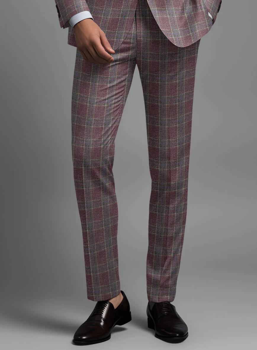 Noble Anton Check Wool Silk Linen Pants - Image 2