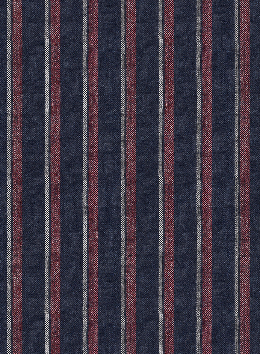 Noble Beatrily Blue Stripe Wool Silk Linen Suit - Image 7