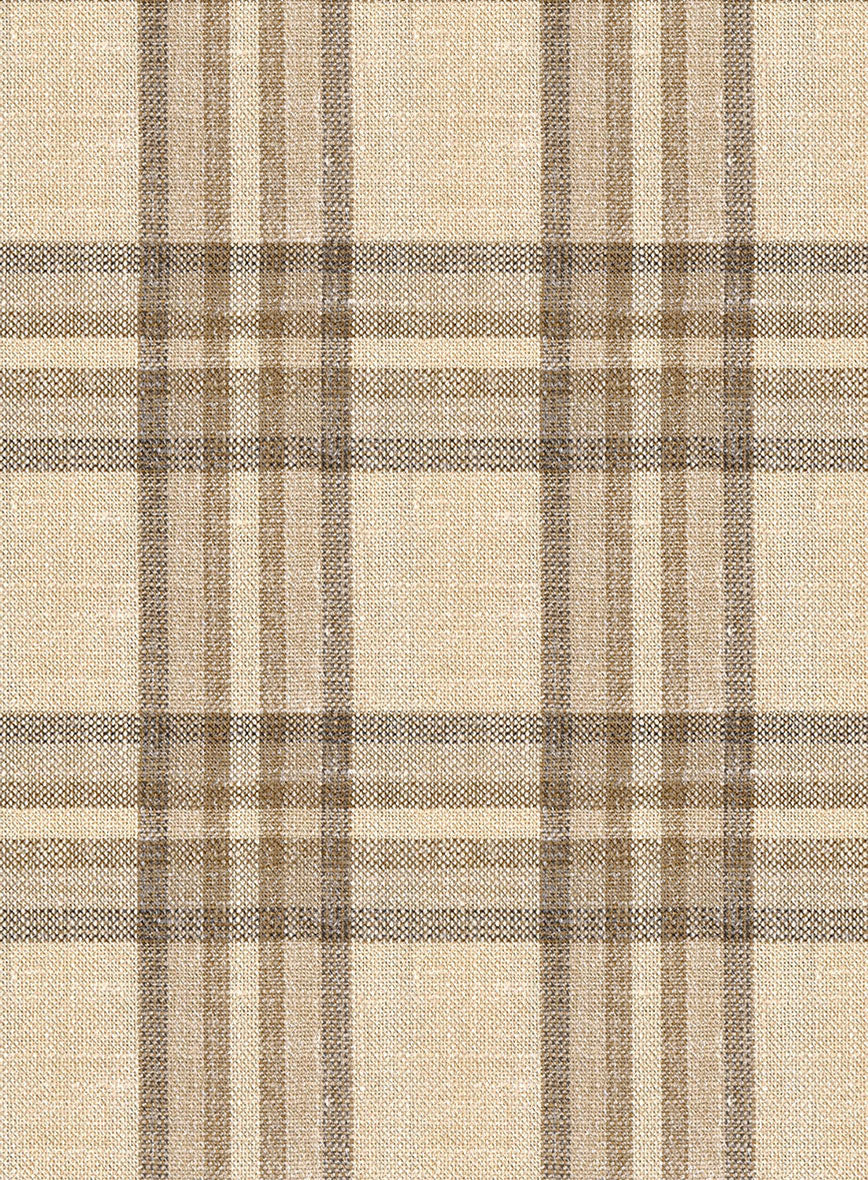 Noble Beige Check Wool Silk Linen Jacket - Image 3