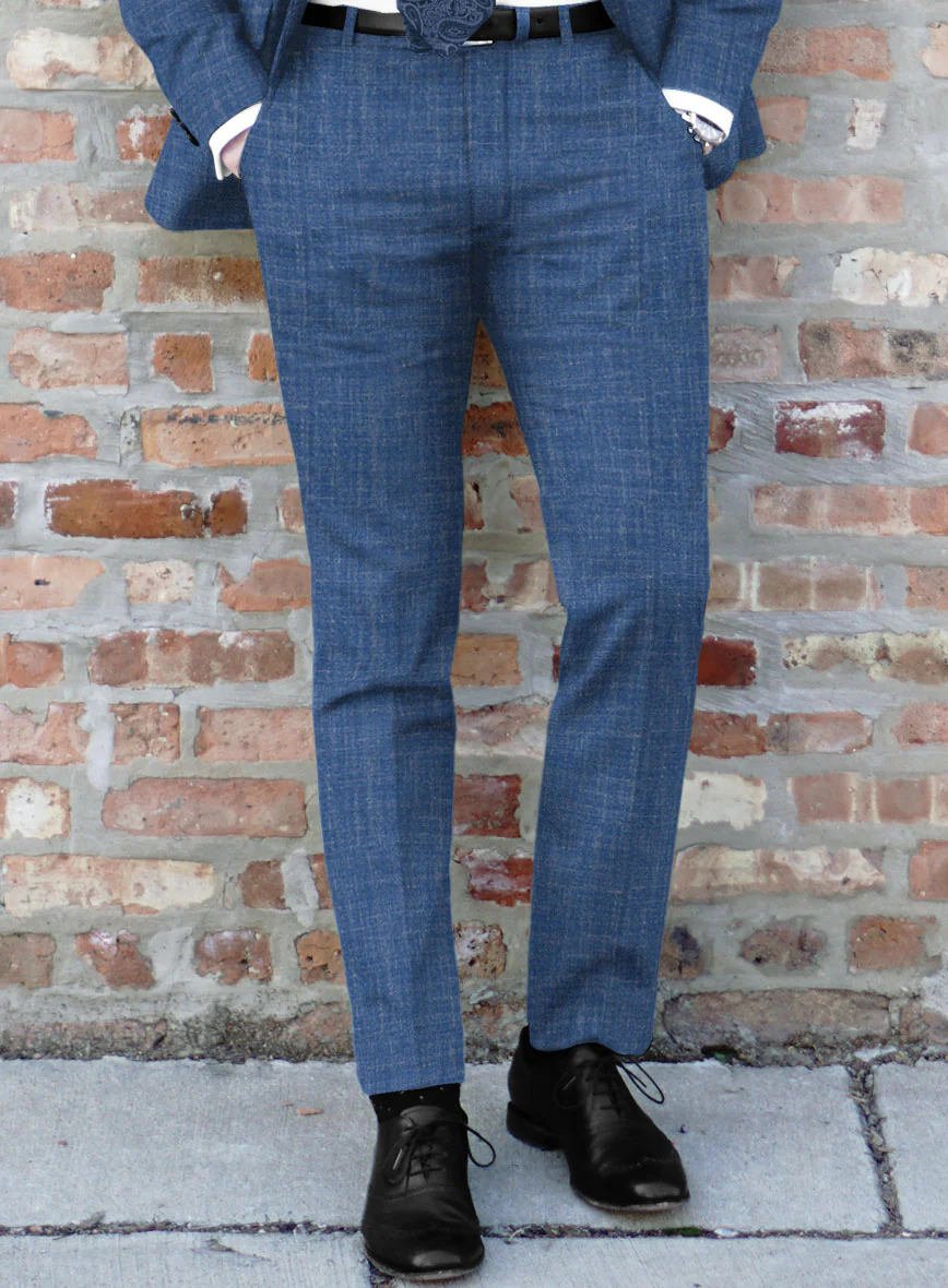 Noble Blue Wool Silk Linen Suit - Image 5