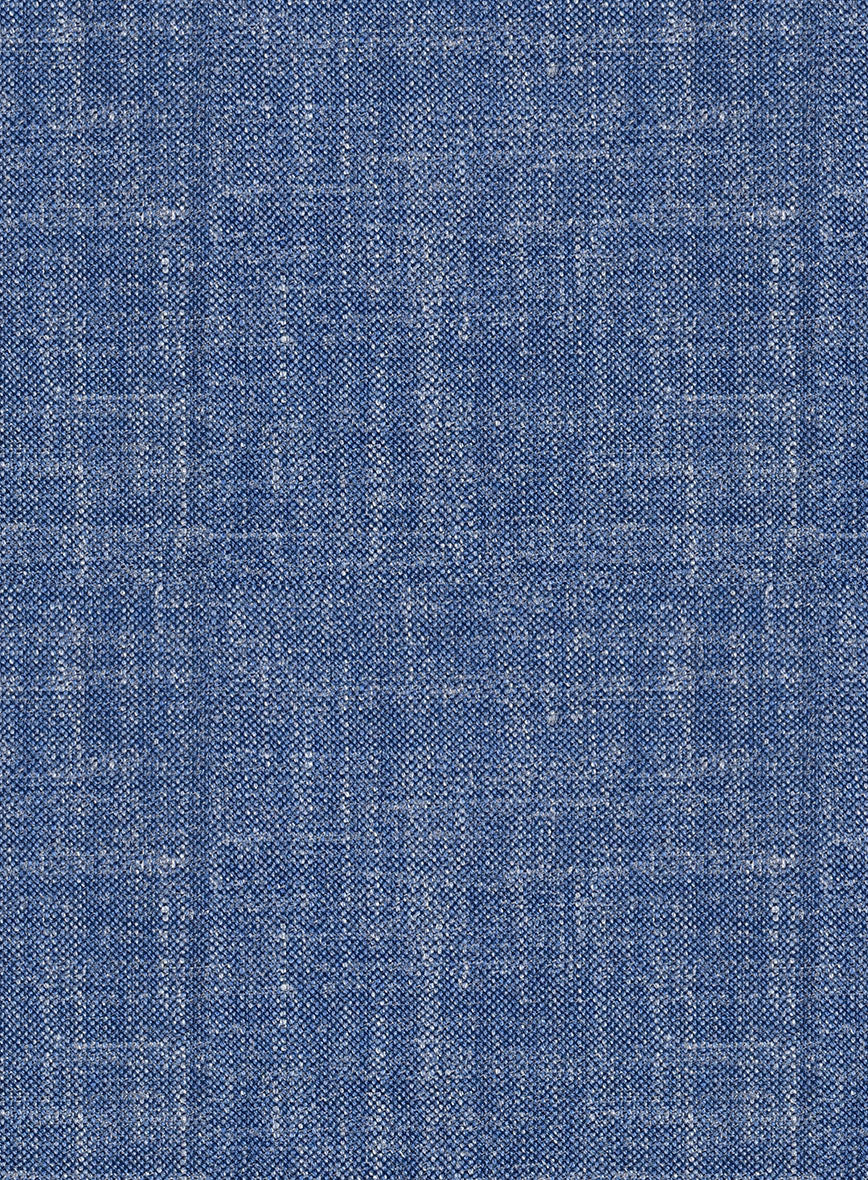 Noble Blue Wool Silk Linen Suit - Image 7