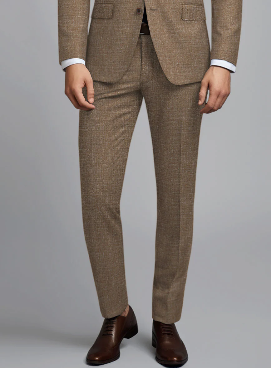 Noble Brown Wool Silk Linen Pants - Image 2