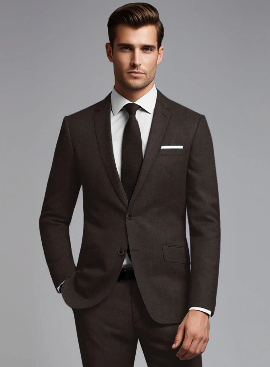 Noble Coffee Brown Wool Silk Linen Jacket - Image 2