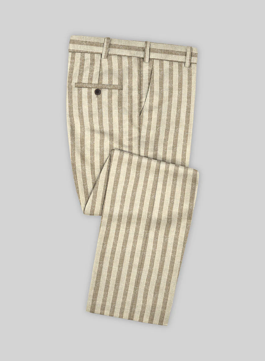 Noble Cream Stripe Wool Silk Linen Suit - Image 6
