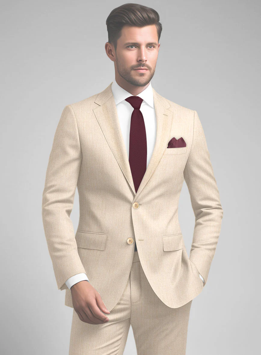Noble Cream Wool Silk Linen Suit - Image 3