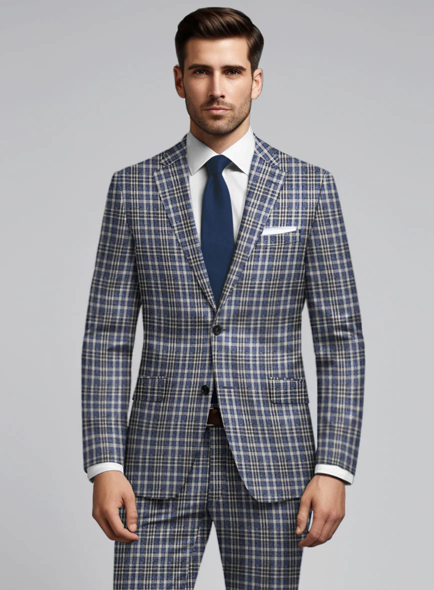 Noble Dante Blue Cotton Silk Linen Jacket - Image 2