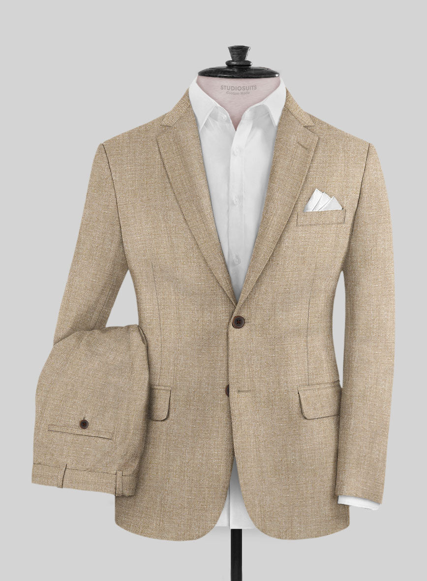 Noble Dark Beige Wool Silk Linen Suit - Image 2