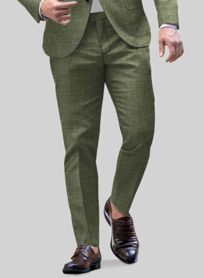 Noble Dew Green Wool Silk Linen Pants - Image 2