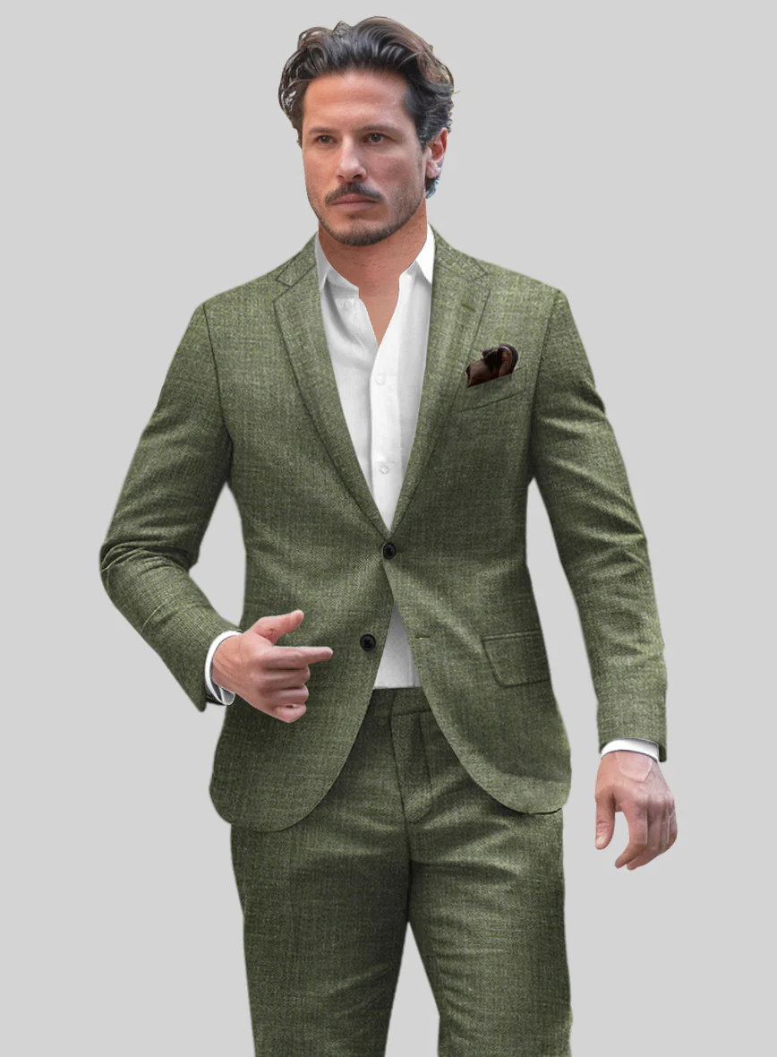 Noble Dew Green Wool Silk Linen Suit - Image 3