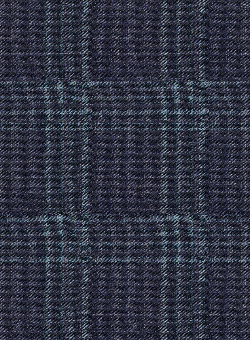 Noble Gianni Blue Wool Silk Linen Pants - Image 3
