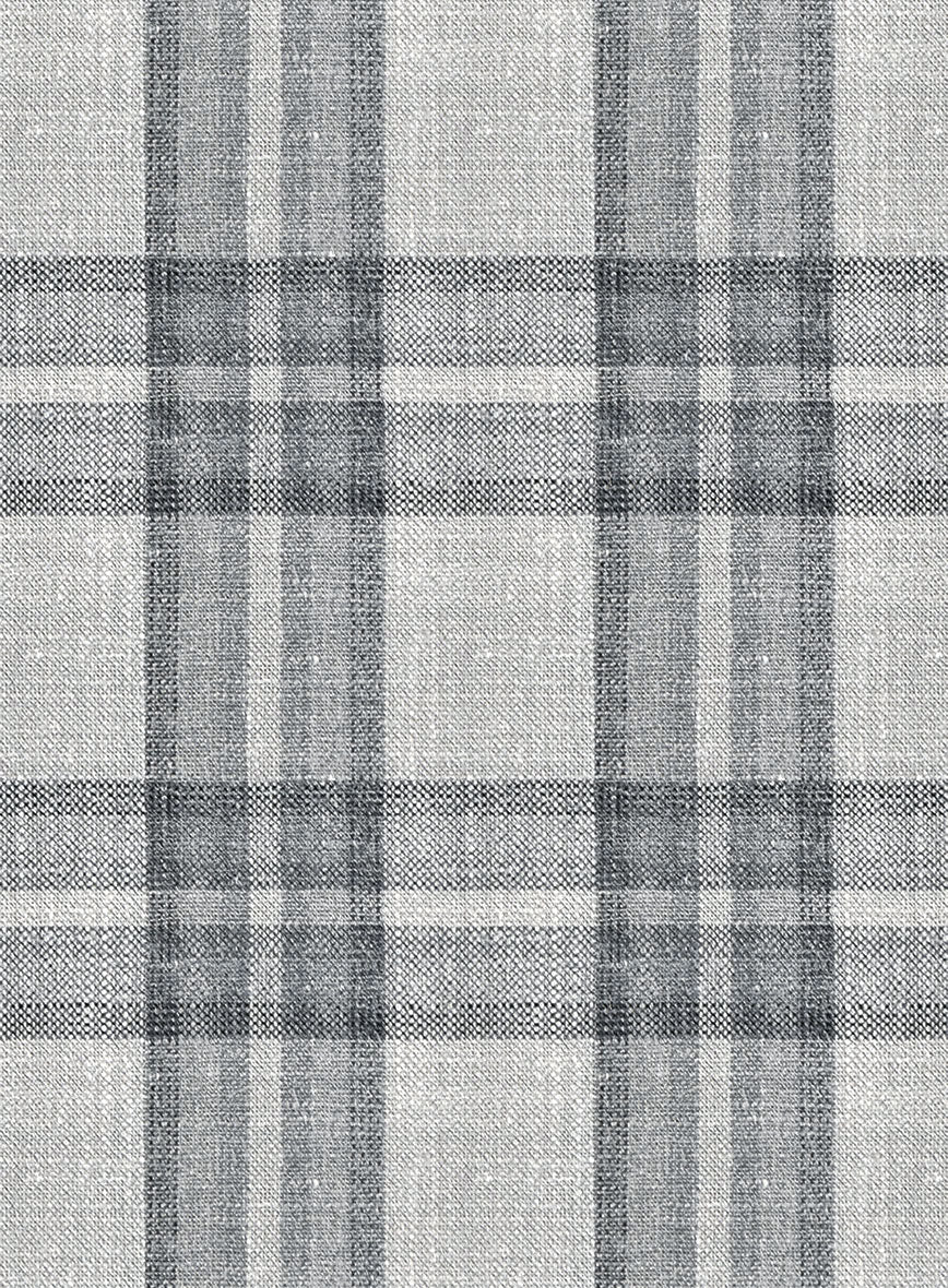 Noble Gray Check Wool Silk Linen Jacket - Image 3