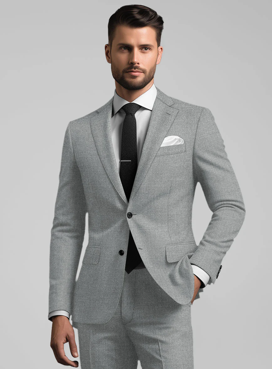 Noble Gray Wool Silk Linen Jacket - Image 2