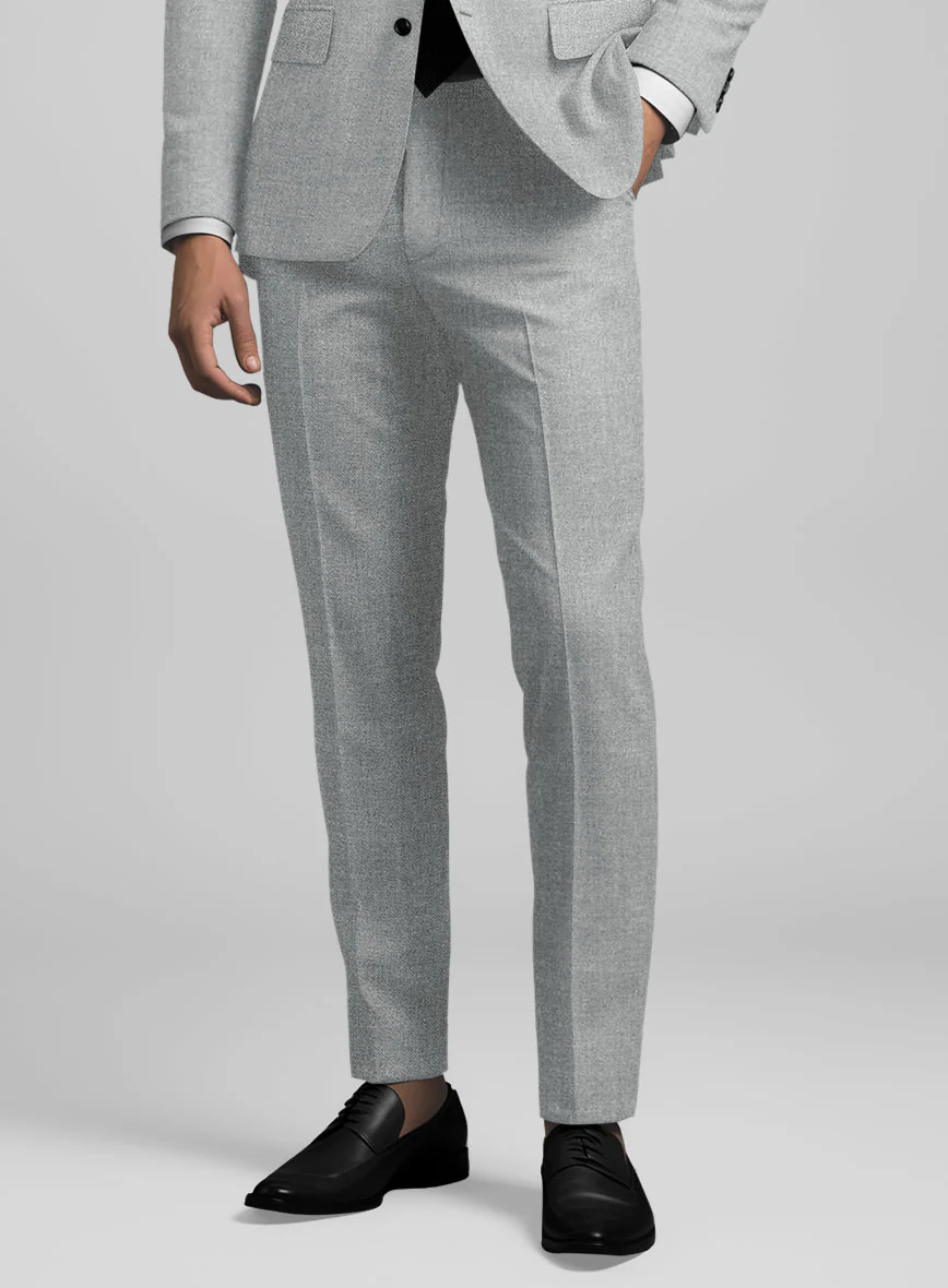 Noble Gray Wool Silk Linen Pants