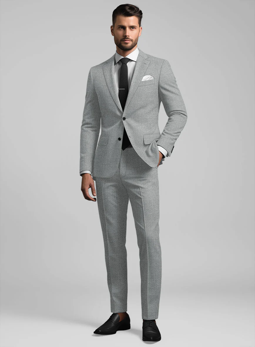 Noble Gray Wool Silk Linen Suit
