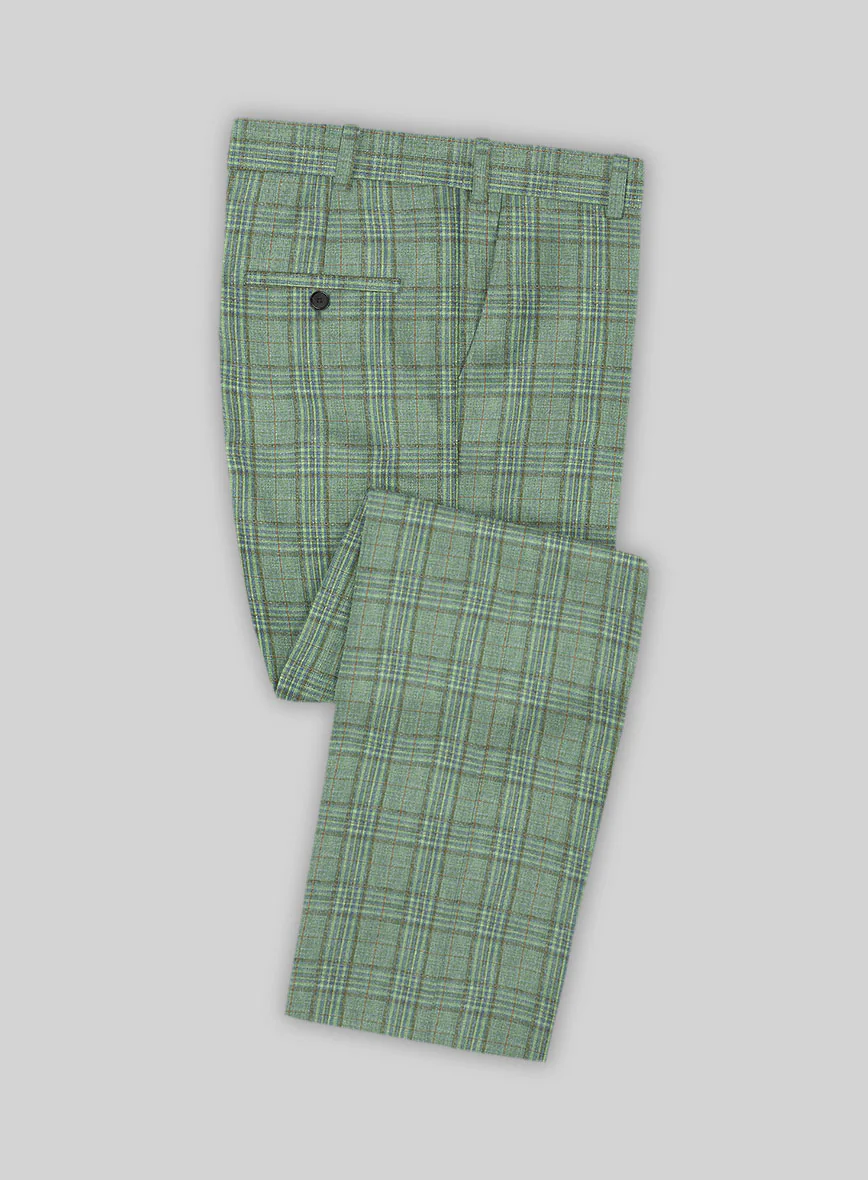 Noble Green Check Wool Silk Linen Suit - Image 6