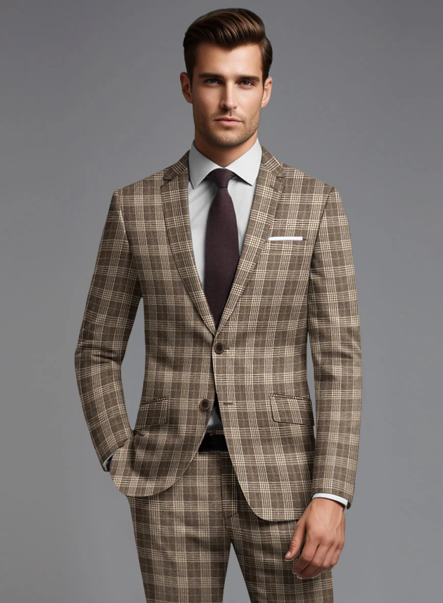 Noble Hugo Brown Wool Silk Linen Suit - Image 3