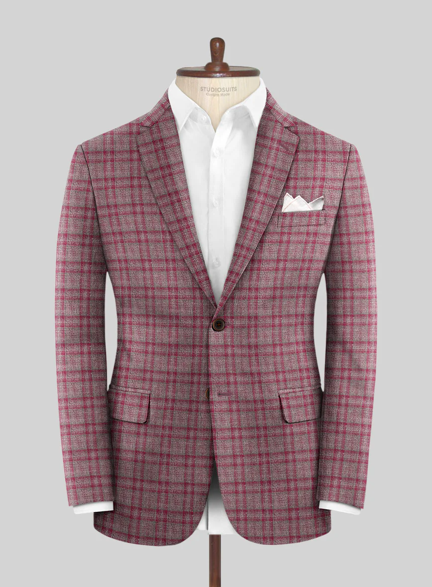 Noble Isadora Check Wool Silk Linen Jacket