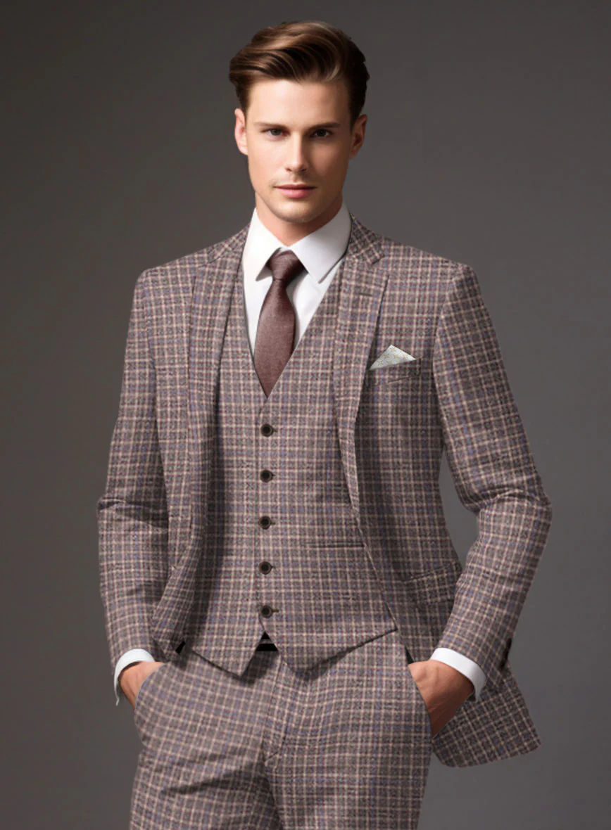 Noble Isidora Check Wool Silk Linen Suit - Image 3