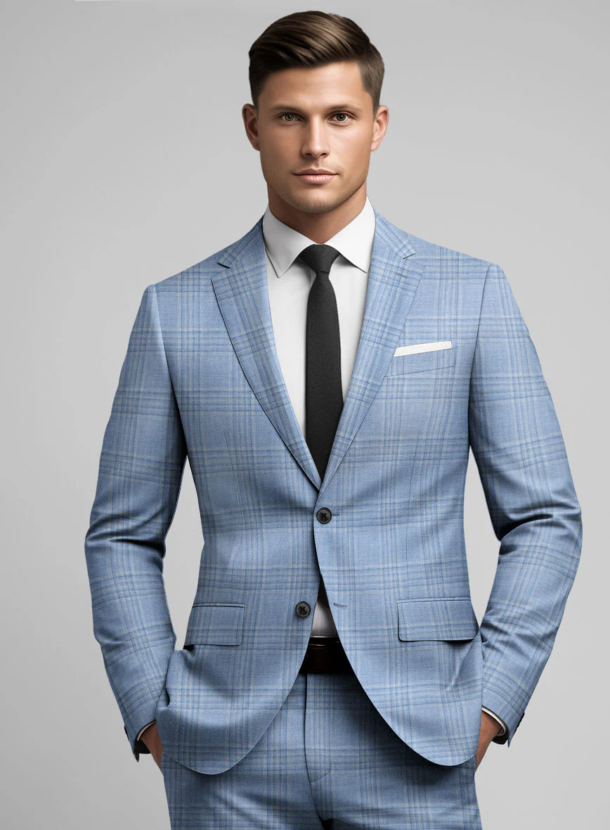Noble Light Blue Wool Silk Linen Jacket - Image 2