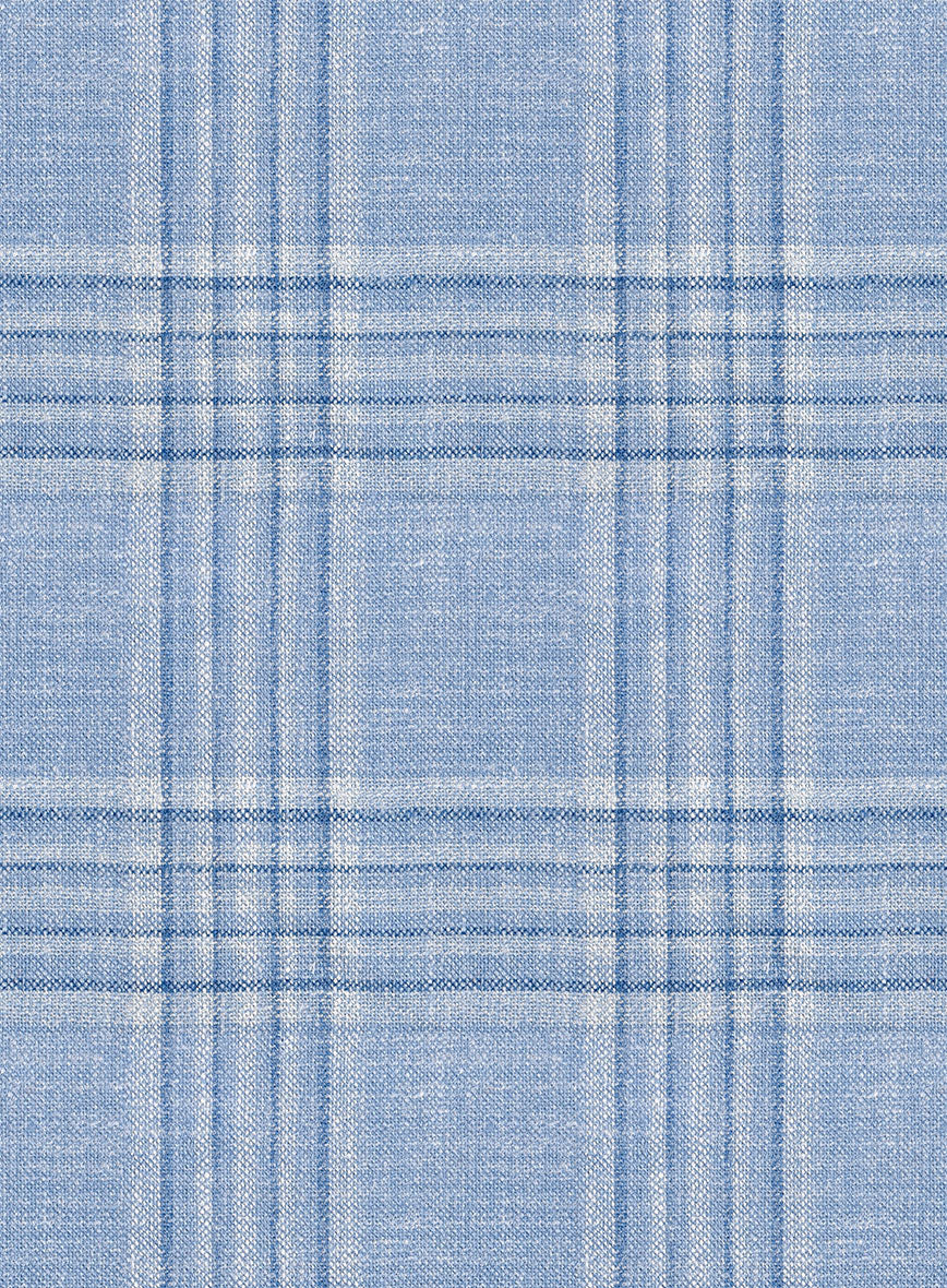 Noble Light Blue Wool Silk Linen Pants - Image 3