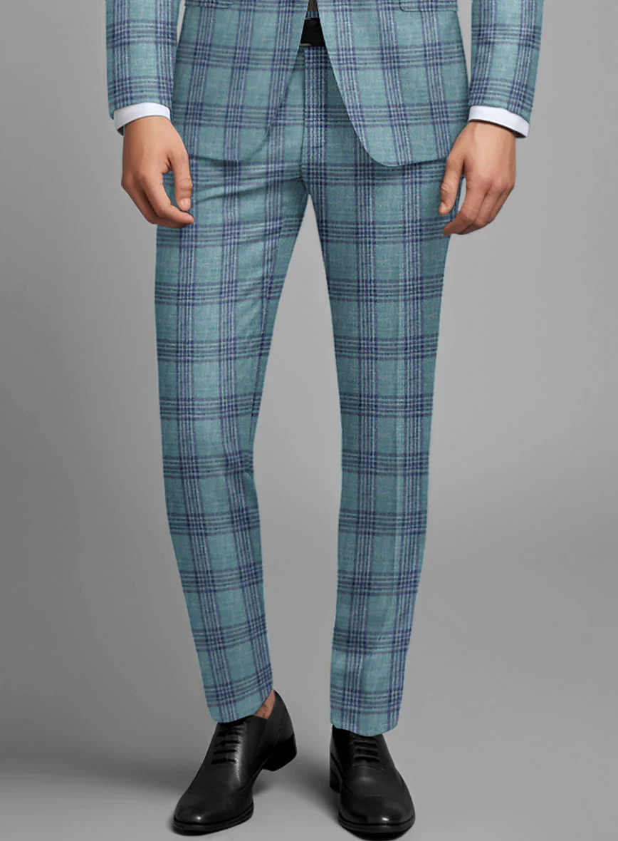 Noble Manuelita Blue Wool Silk Linen Pants - Image 2
