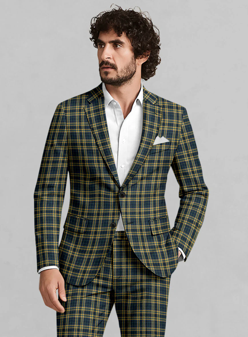 Noble Mario Check Wool Silk Linen Suit - Image 4