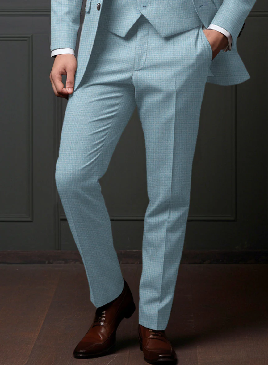Noble Martina Blue Wool Silk Linen Pants - Image 2