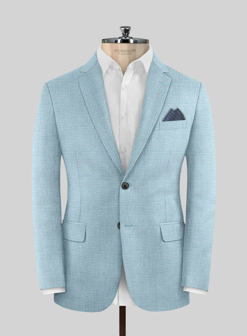 Noble Martina Blue Wool Silk Linen Suit - Image 4