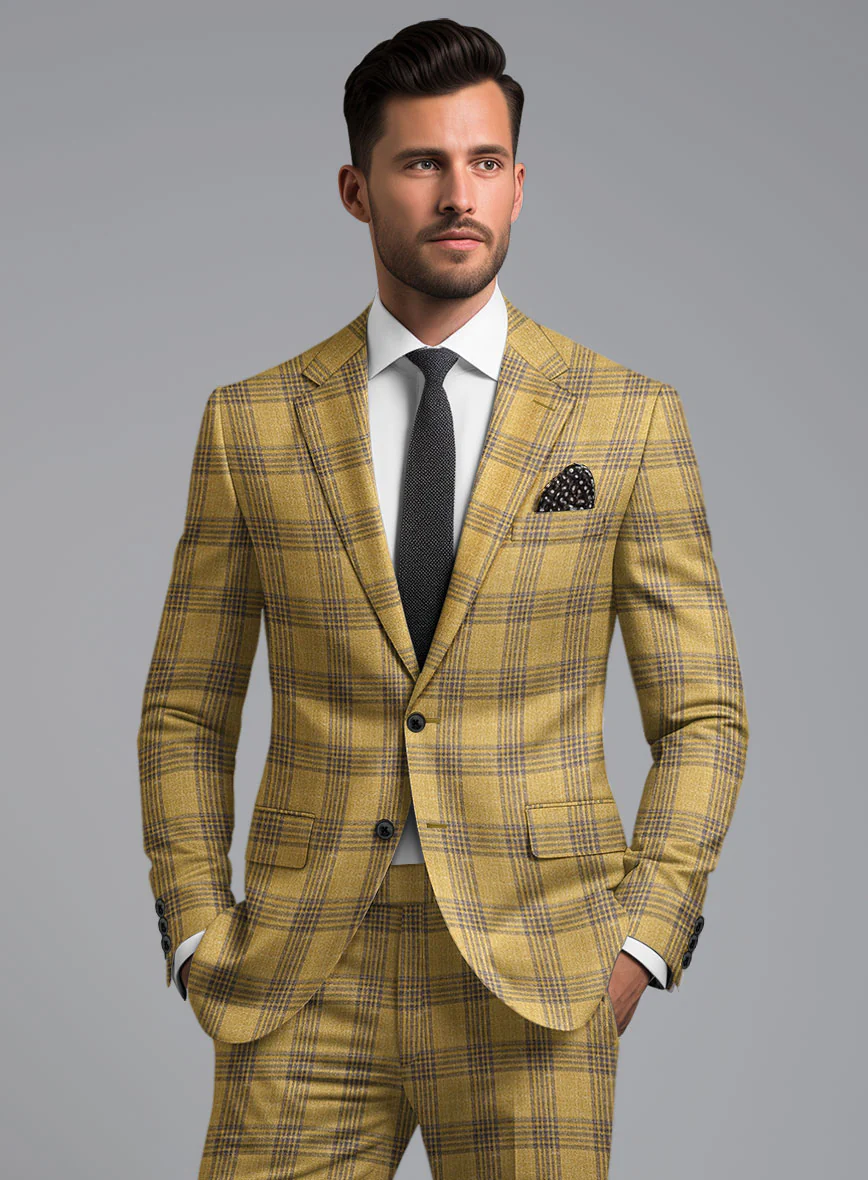 Noble Mateo Ochre Wool Silk Linen Suit - Image 3