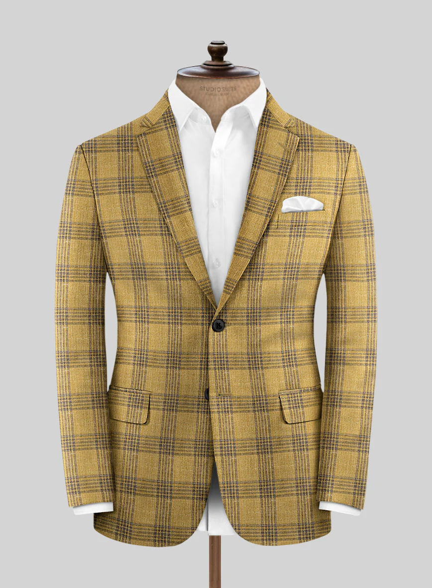 Noble Mateo Ochre Wool Silk Linen Suit - Image 4